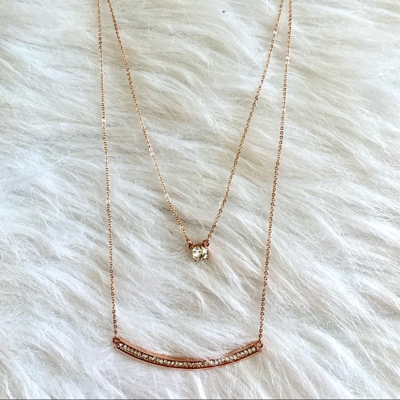 Rose gold tone cz layered adjustable necklace - NEW! - Picture 5 of 7